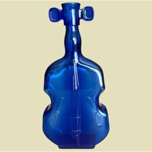 Wheaton Glass Cobalt Blue Violin Bottle 8" Decorative Music Instrument